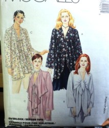 7421 UNIQUE LONG FLUTED/CASCADE/TIED BLOUSES PATTERN XS-M